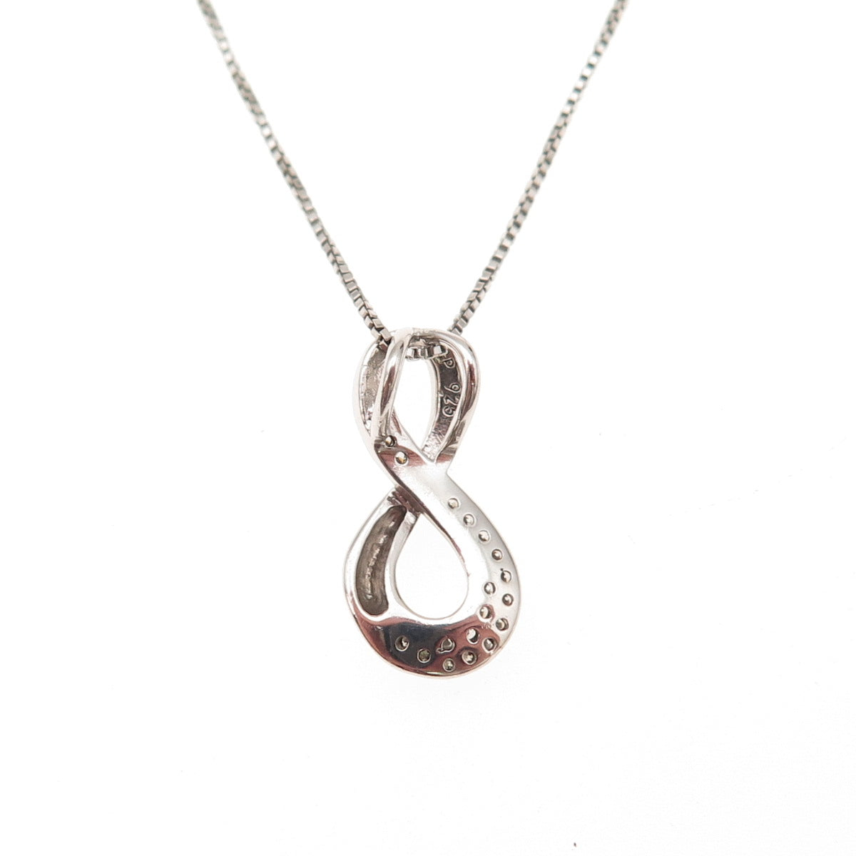 925 Sterling Silver Round-Cut C Z Infinity Box Chain Necklace 18"