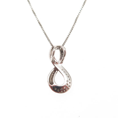 925 Sterling Silver Round-Cut C Z Infinity Box Chain Necklace 18"