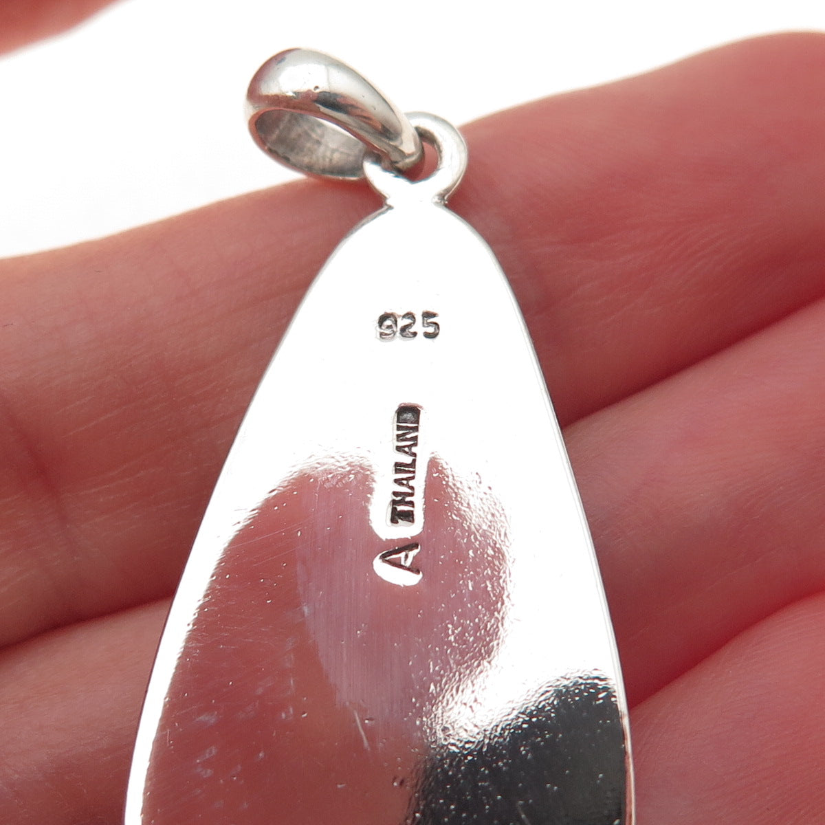 925 Sterling Silver Vintage Real Black Onyx & MOP Modernist Charm Pendant