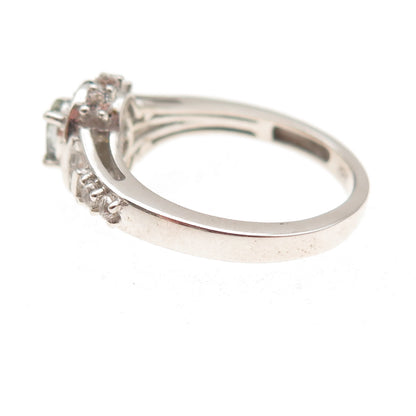 Chuck Clemency Sterling Silver Real Green Amethyst & White Topaz Ring Size 8.25