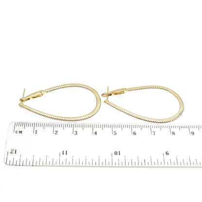 925 Sterling Silver Gold Plated Round-Cut C Z In & Out Drop Hoop Earrings