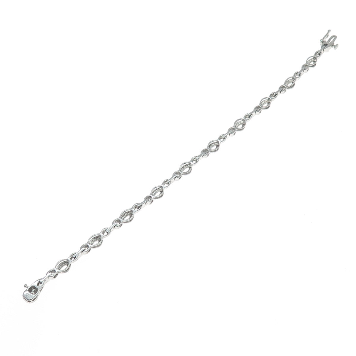 JANE SEYMOUR Sterling Silver Real Round-Cut Diamond Infinity Link Bracelet 7.5"