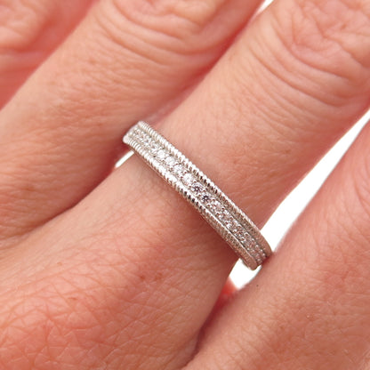 Judith Ripka 925 Sterling Silver C Z Bridal Wedding Band Ring Size 7