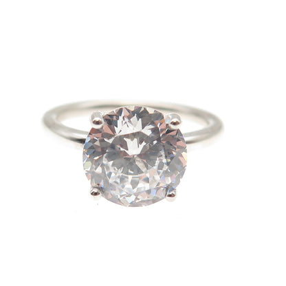 DSMK 925 Sterling Silver Round-Cut C Z Engagement Ring Size 7
