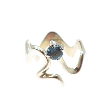925 Sterling Silver Vintage DLD Real London Blue Topaz Adjustable Ring Size 7.75