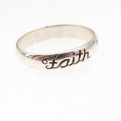 Jewelry Concepts 925 Sterling Silver Vintage Faith Love Hope Band Ring Size 12