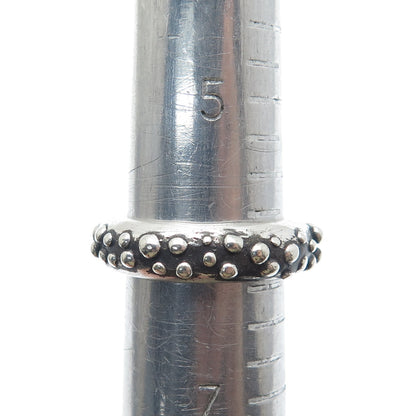 925 Sterling Silver Vintage Modernist Granulated Oxidized Band Ring Size 6.25