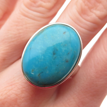Whitney Kelly Sterling Silver Vintage Real Turquoise Modernist Ring Size 10.25