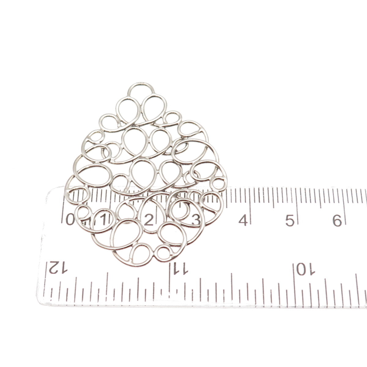 925 Sterling Silver Vintage Modernist Swirl Teardrop Pendant