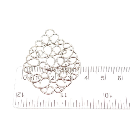 925 Sterling Silver Vintage Modernist Swirl Teardrop Pendant