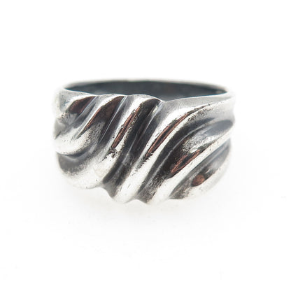 CHAPAL ZENRAY 925 Sterling Silver Vintage Modernist Ribbed Oxidized Ring Size 10