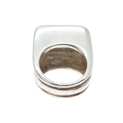925 Sterling Silver Vintage Modernist Ribbed Dome Ring Size 6.5