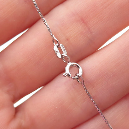 925 Sterling Silver Real Round-Cut Diamond Box Chain Necklace 18"