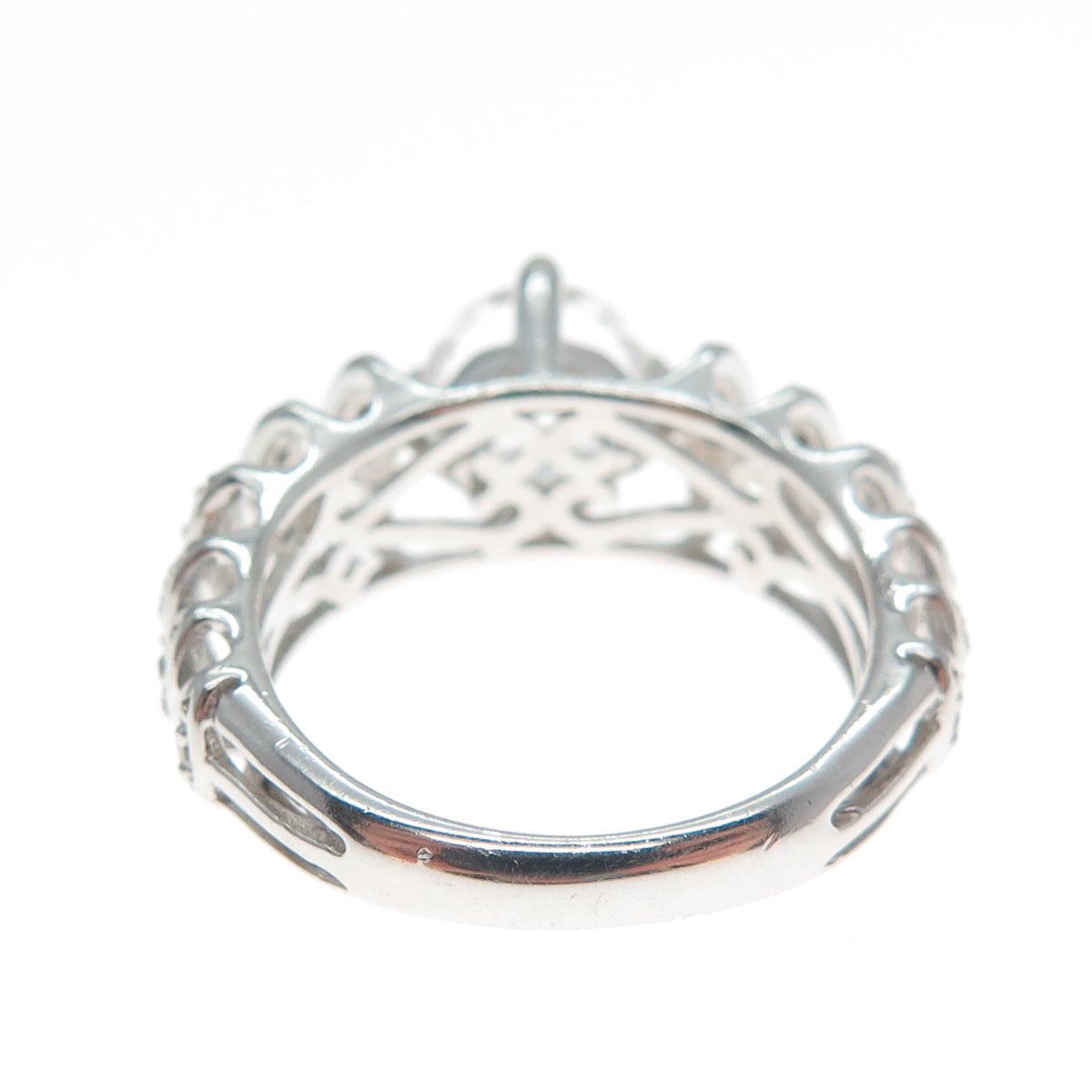 CHUCK CLEMENCY 925 Sterling Silver Real Round-Cut White Topaz C Z Ring Size 7.5