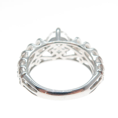 CHUCK CLEMENCY 925 Sterling Silver Real Round-Cut White Topaz C Z Ring Size 7.5