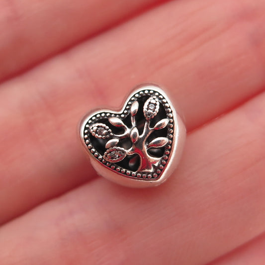 PANDORA 925 Sterling Silver C Z Family Flourishing Hearts Clip Charm