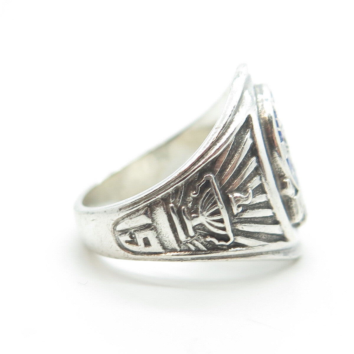 REED & CO Sterling Silver Vintage Enamel JHS 185 Edward Bleeker Ring Size 6.75