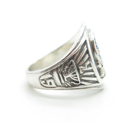 REED & CO Sterling Silver Vintage Enamel JHS 185 Edward Bleeker Ring Size 6.75