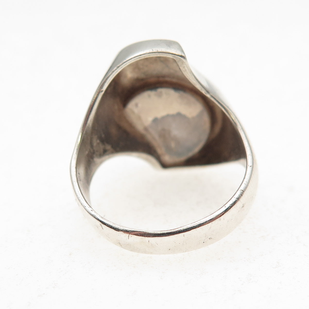 925 Sterling Silver Vintage Israel Real Black Onyx Modernist Flame Ring Size 6.5