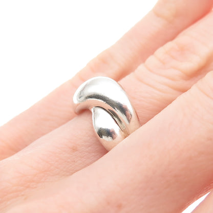 925 Sterling Silver Vintage Modernist Crisscross Ring Size 6