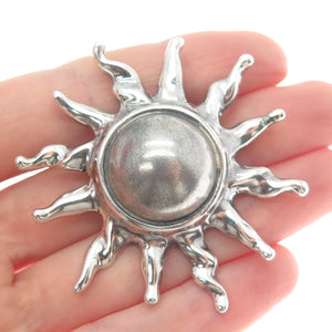 925 Sterling Silver Vintage Mexico Modernist Sun Oxidized Pin Brooch