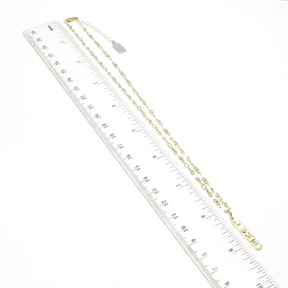 ELA RAE Sterling Silver Gold Plated Real White Topaz Love Chain Necklace 16-18"