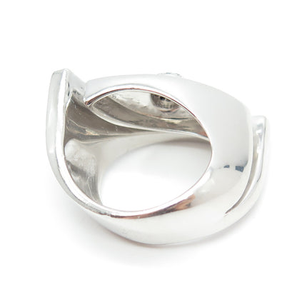 CHUCK CLEMENCY 925 Sterling Silver Real Black & White Diamond Eye Ring Size 5.75