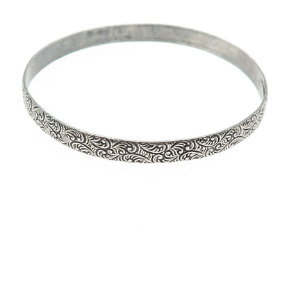 MICHELE 925 Sterling Silver Antique Art Deco Floral Scroll Bangle Bracelet 8"