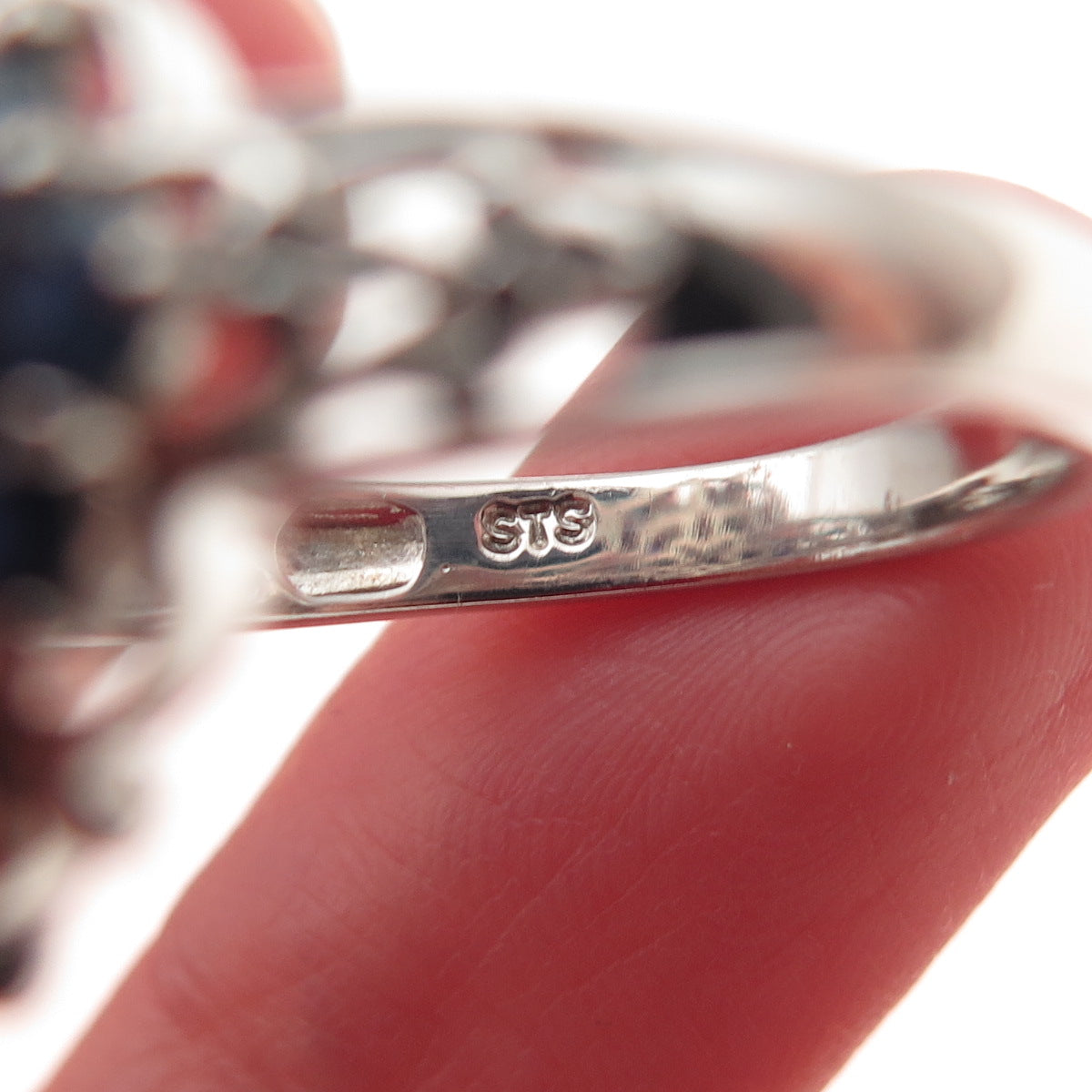 Chuck Clemency Sterling Silver Real Round-Cut Sapphire Cluster Ring Size 7.25