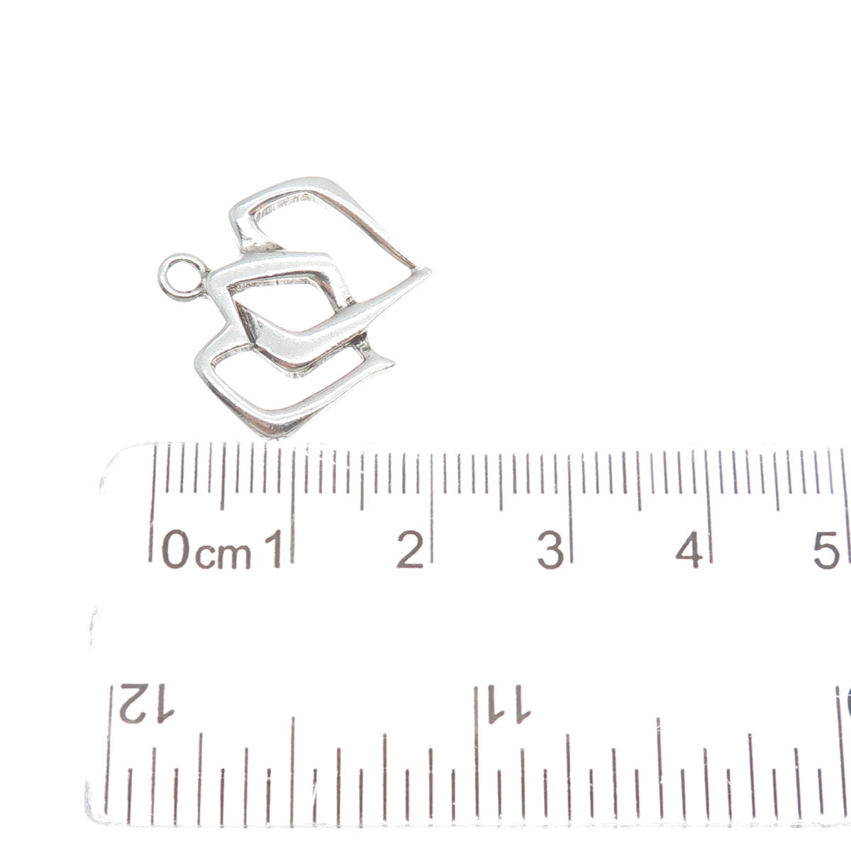 925 Sterling Silver Vintage Interlocked Double Heart Minimalist Charm Pendant