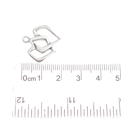 925 Sterling Silver Vintage Interlocked Double Heart Minimalist Charm Pendant