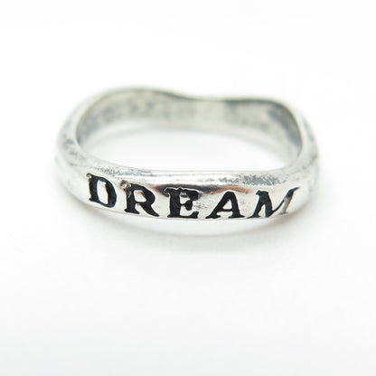 925 Sterling Silver Vintage "Dream" Wavy Band Ring Size 5.25