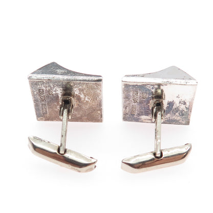 925 Sterling Silver Vintage Mexico Real Black Onyx Modernist Oxidized Cufflinks