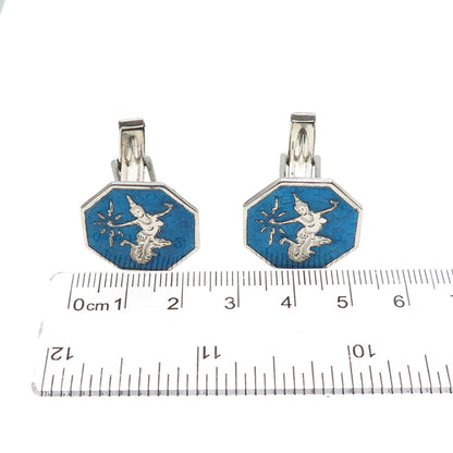 925 Sterling Silver Antique Siam Enamel Hindu Goddess Cufflinks
