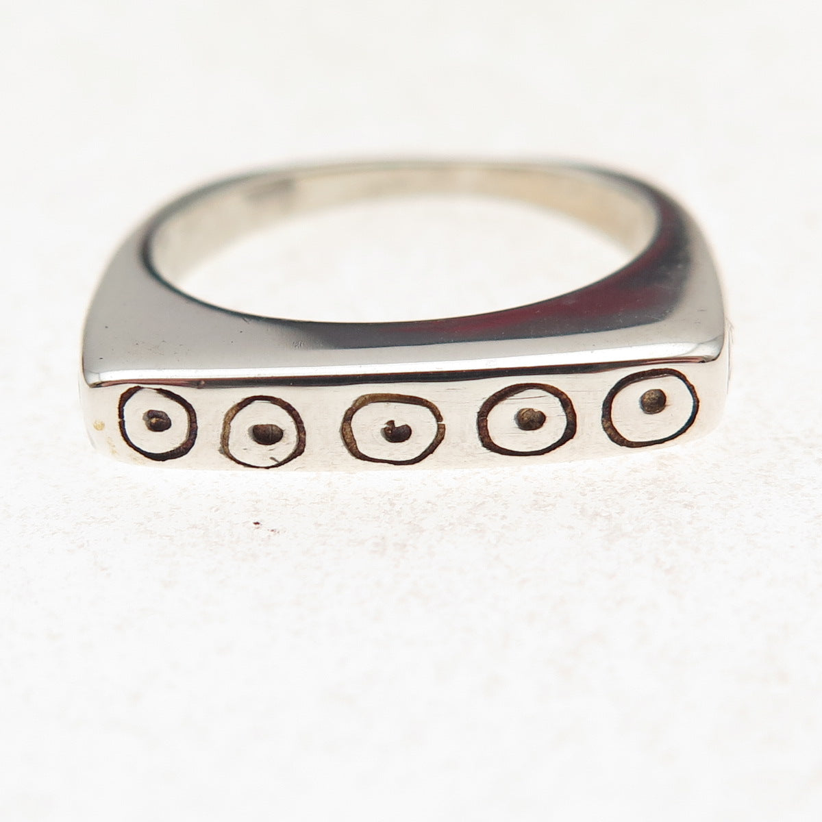 Lisa Jenks 925 Sterling Silver Vintage Modernist Bar Oxidized Ring Size 6.75
