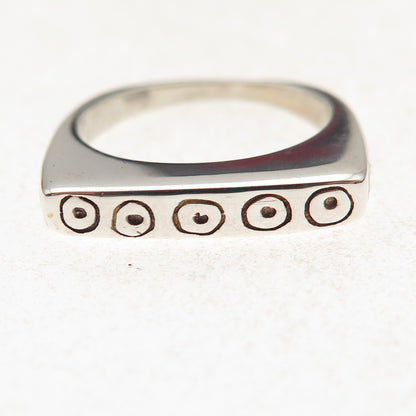 Lisa Jenks 925 Sterling Silver Vintage Modernist Bar Oxidized Ring Size 6.75