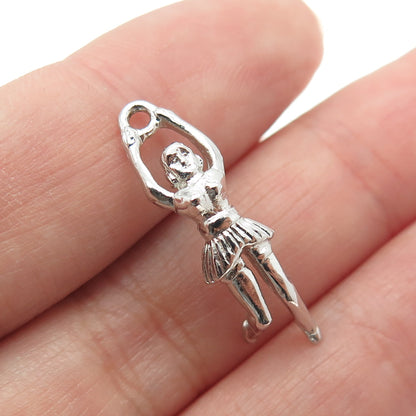 925 Sterling Silver Antique Art Deco Cheerleader 3D Pendant