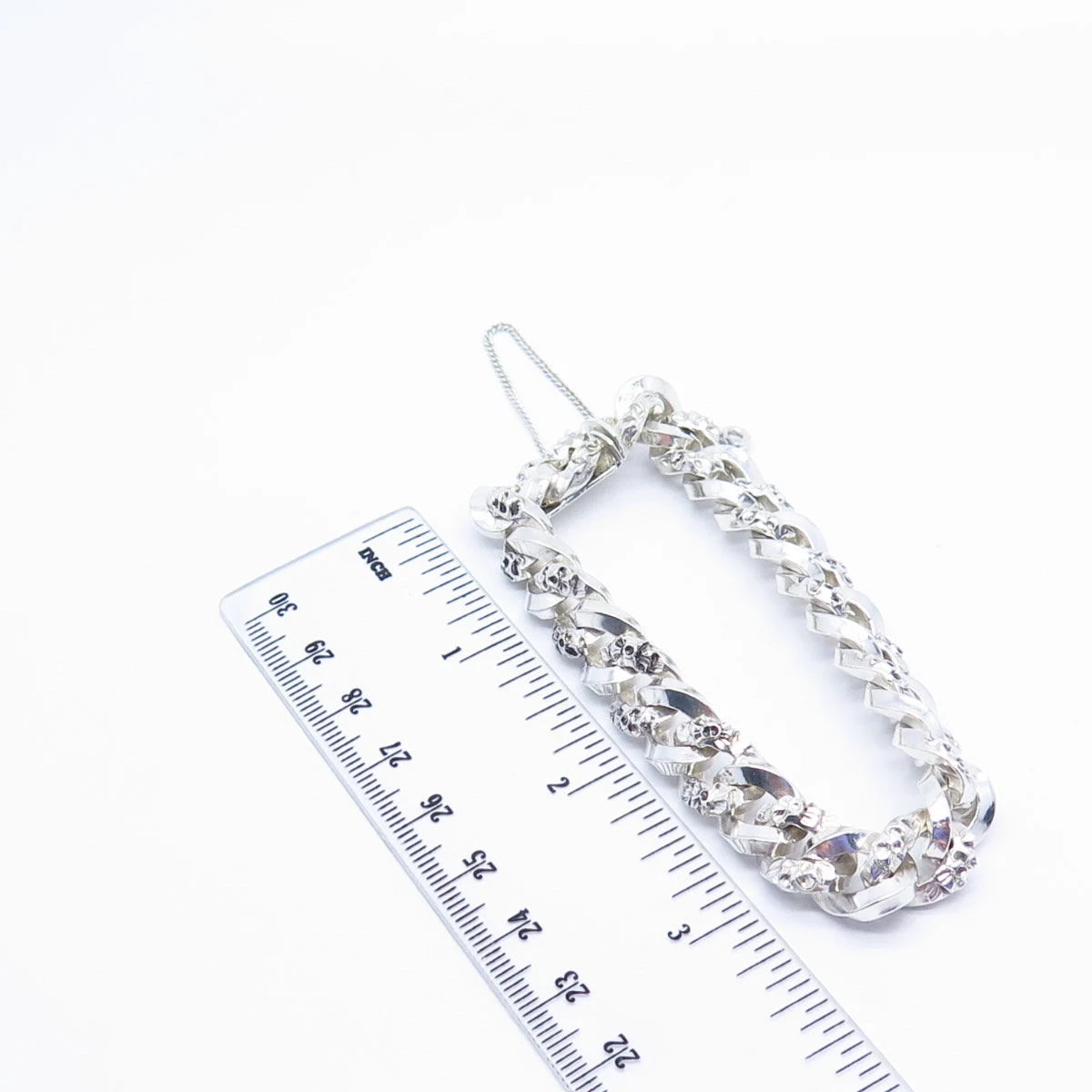 925 Sterling Silver Vintage Cable Link Bracelet 7"