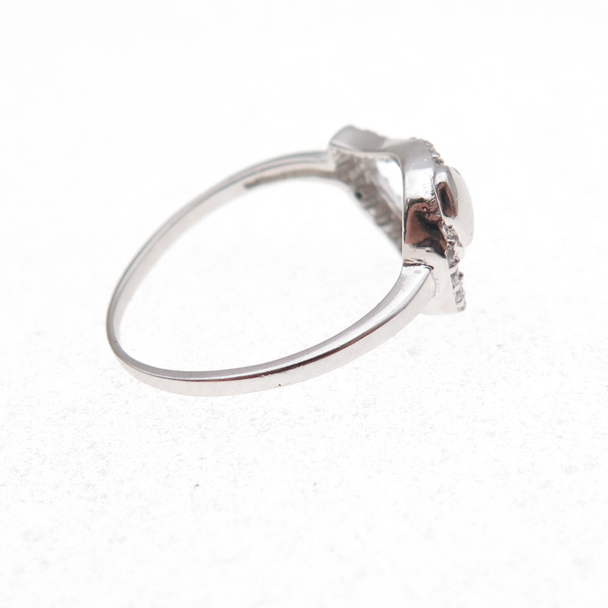 925 Sterling Silver Round-Cut C Z Heart Droplet Ring Size 7