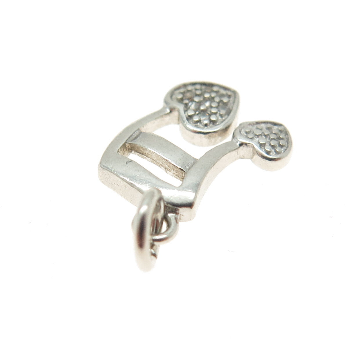 925 Sterling Silver Vintage Round-Cut C Z Eighth Note Minimalist Charm Pendant