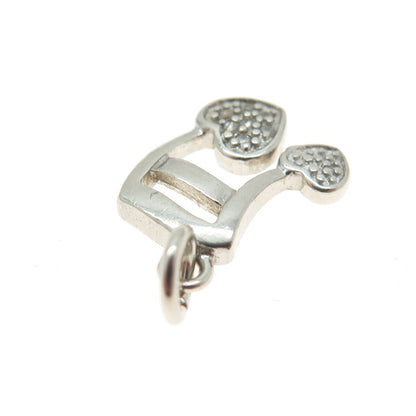 925 Sterling Silver Vintage Round-Cut C Z Eighth Note Minimalist Charm Pendant