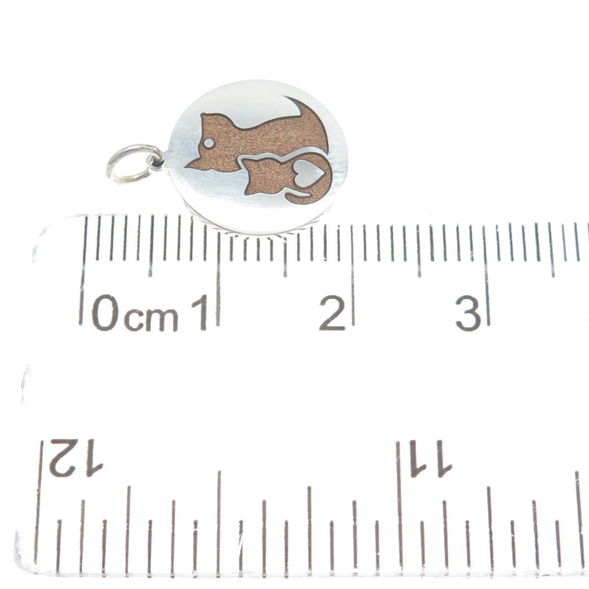 925 Sterling Silver Brown Enamel Dog & Cat Friendship Minimalist Charm Pendant