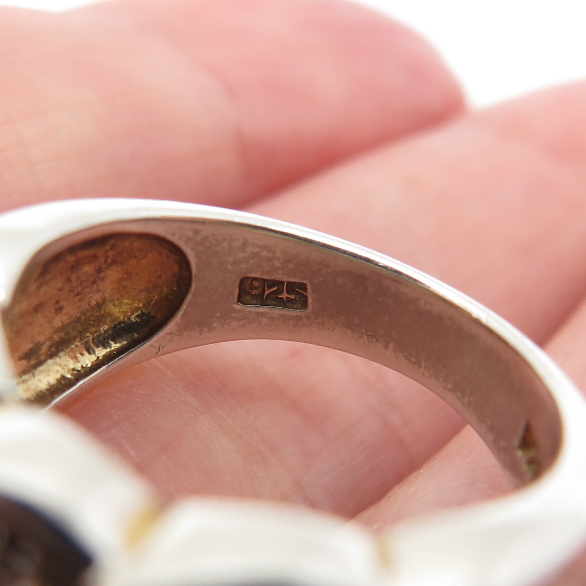 925 Sterling Silver Real Round-Cut Cognac Diamond Ring Size 5