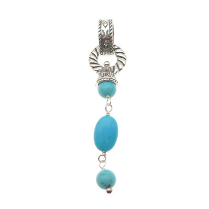 Carolyn Pollack Sterling Silver Vintage Southwestern Real Turquoise Drop Pendant