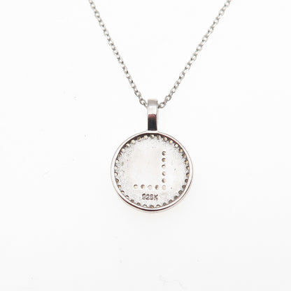 925 Sterling Silver Round-Cut C Z Letter L Tag Cable Chain Necklace 16-18"