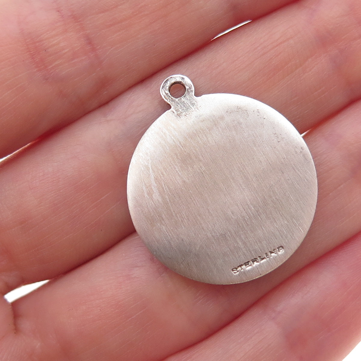925 Sterling Silver Antique Art Deco Music Band Oxidized Charm Pendant