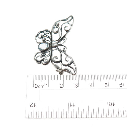 Mark Wasserman Samara Sterling Silver Vintage Real Blue Topaz Butterfly Brooch