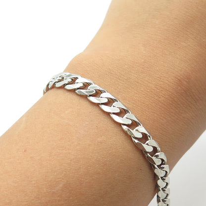 925 Sterling Silver Vintage Italy Cuban Link Bracelet 8"