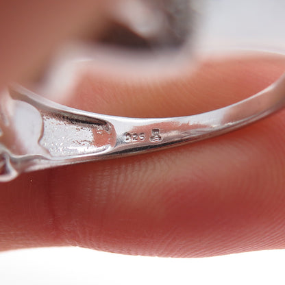 925 Sterling Silver Real Round-Cut Diamond Butterfly Ring Size 9.75