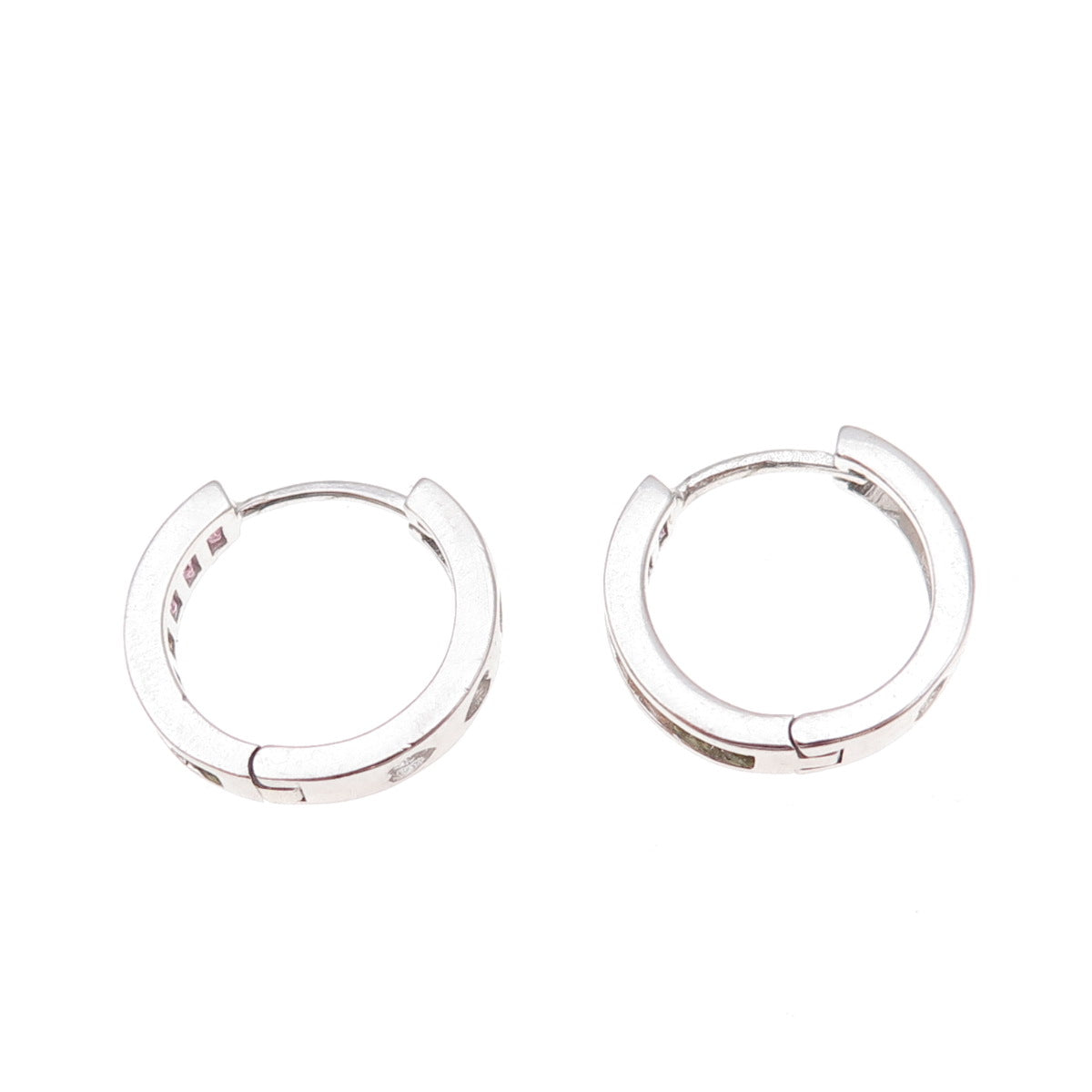 925 Sterling Silver Princess-Cut Multi-Color C Z Hoop Earrings
